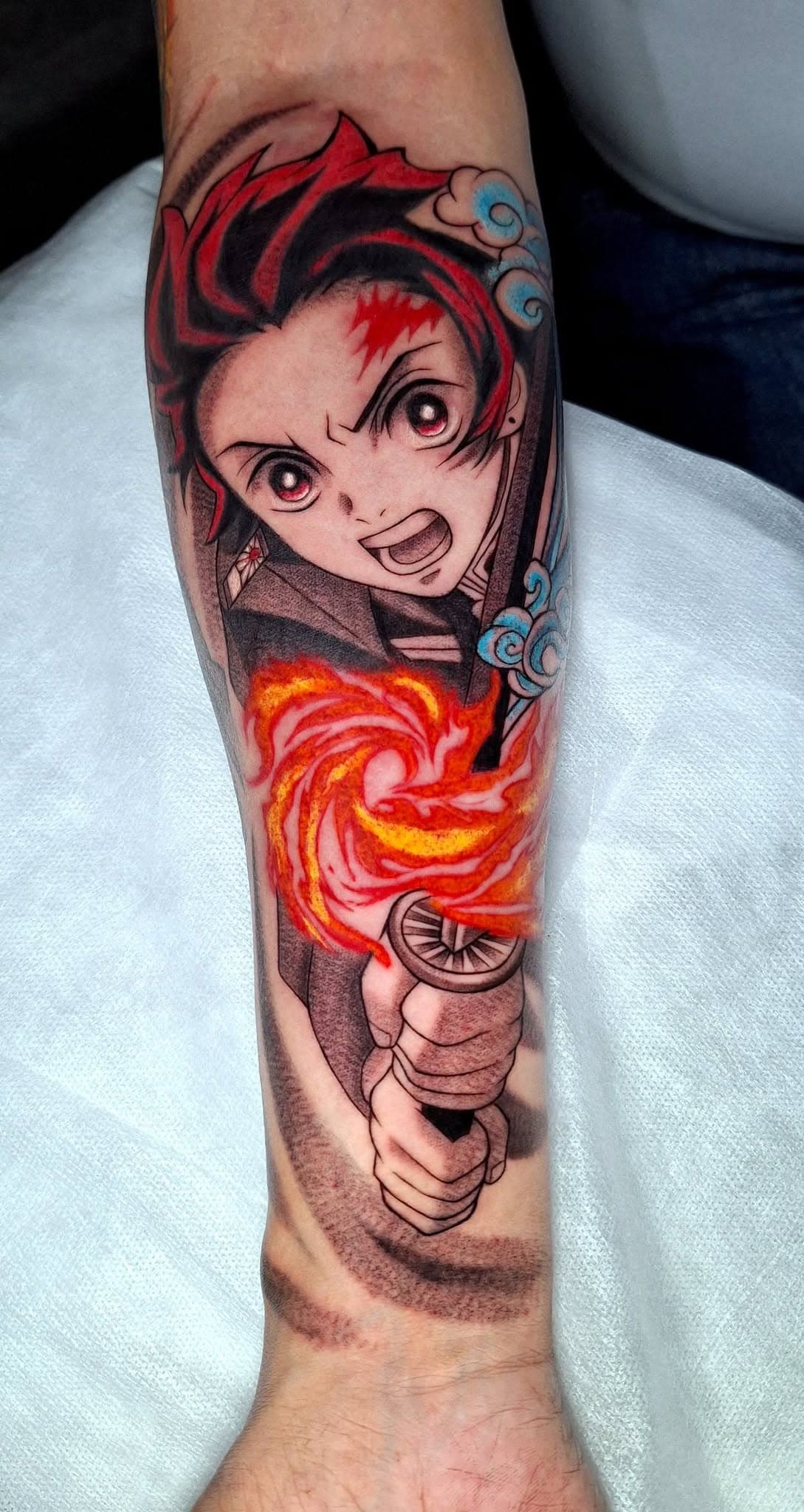 Anime blackwork tattoo by Jesuke