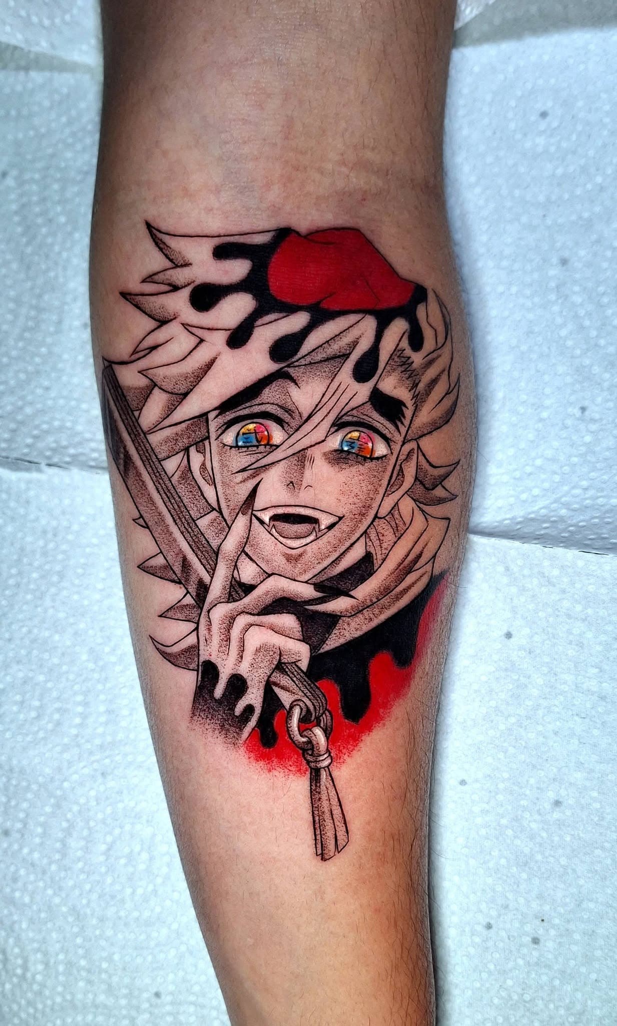 Anime blackwork tattoo scene by Jesuke