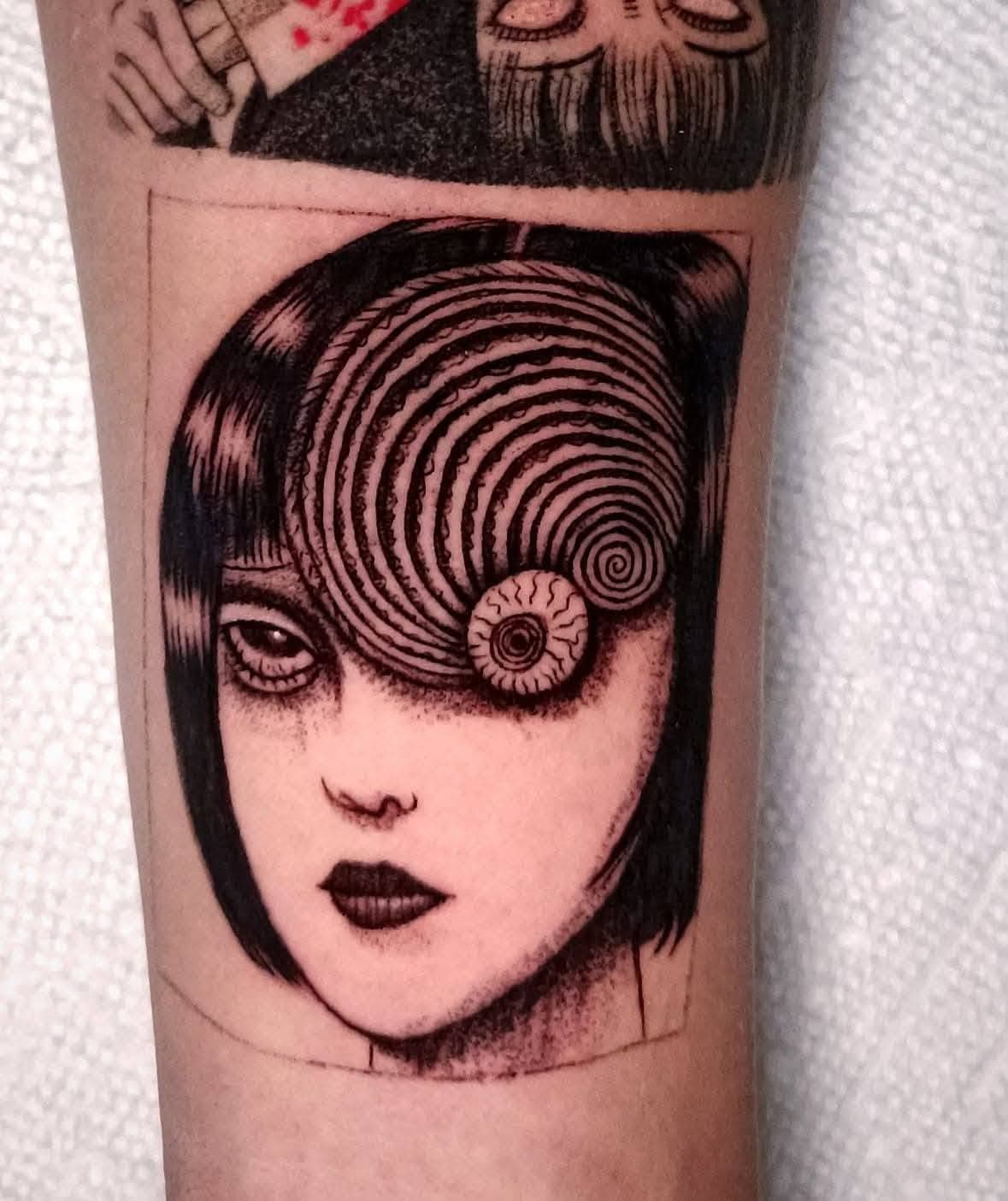 Dark manga blackwork tattoo